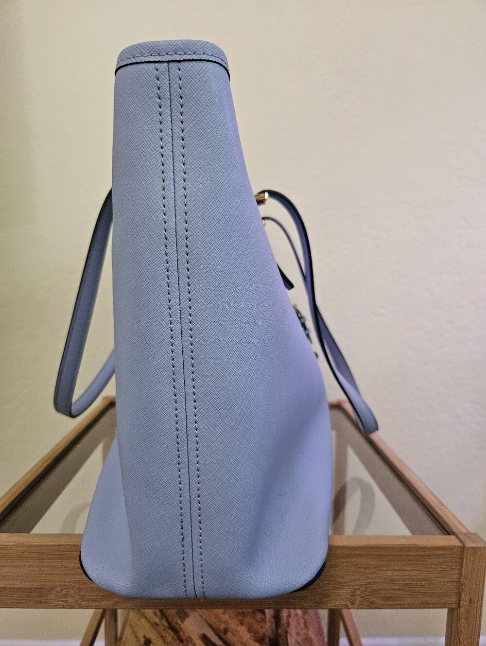 Michael Kors Powder Blue Leather Tote with Gold Hardware - Picture 7 of 16